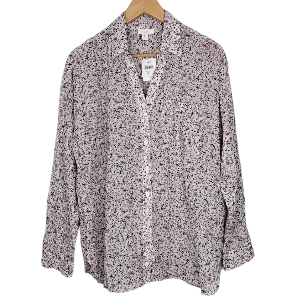 NWT J Jill Barley DF Women's Floral Long Sleeve Button Down Shirt